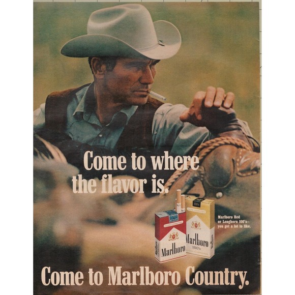 Marlboro Other - Marlboro Come to Marlboro Country Cowboy Cigarettes Vintage Print Ad 1970